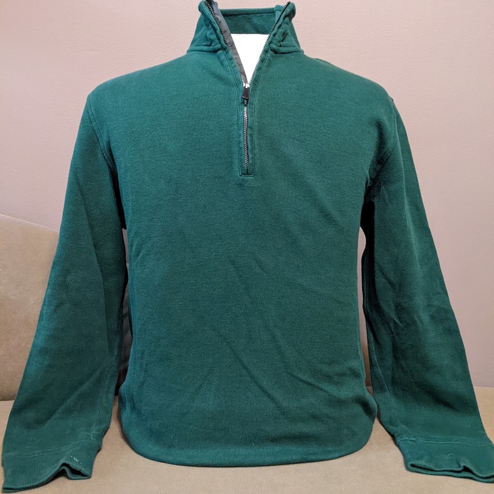 Green 1/4 zip with elbow patches